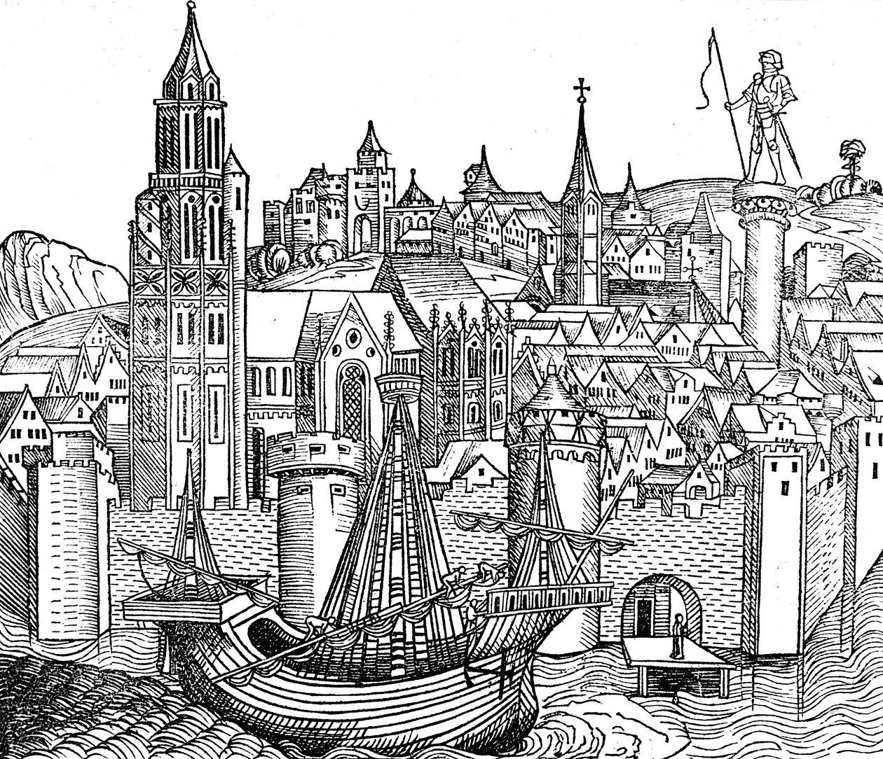 View of fortified city by Unbekannt