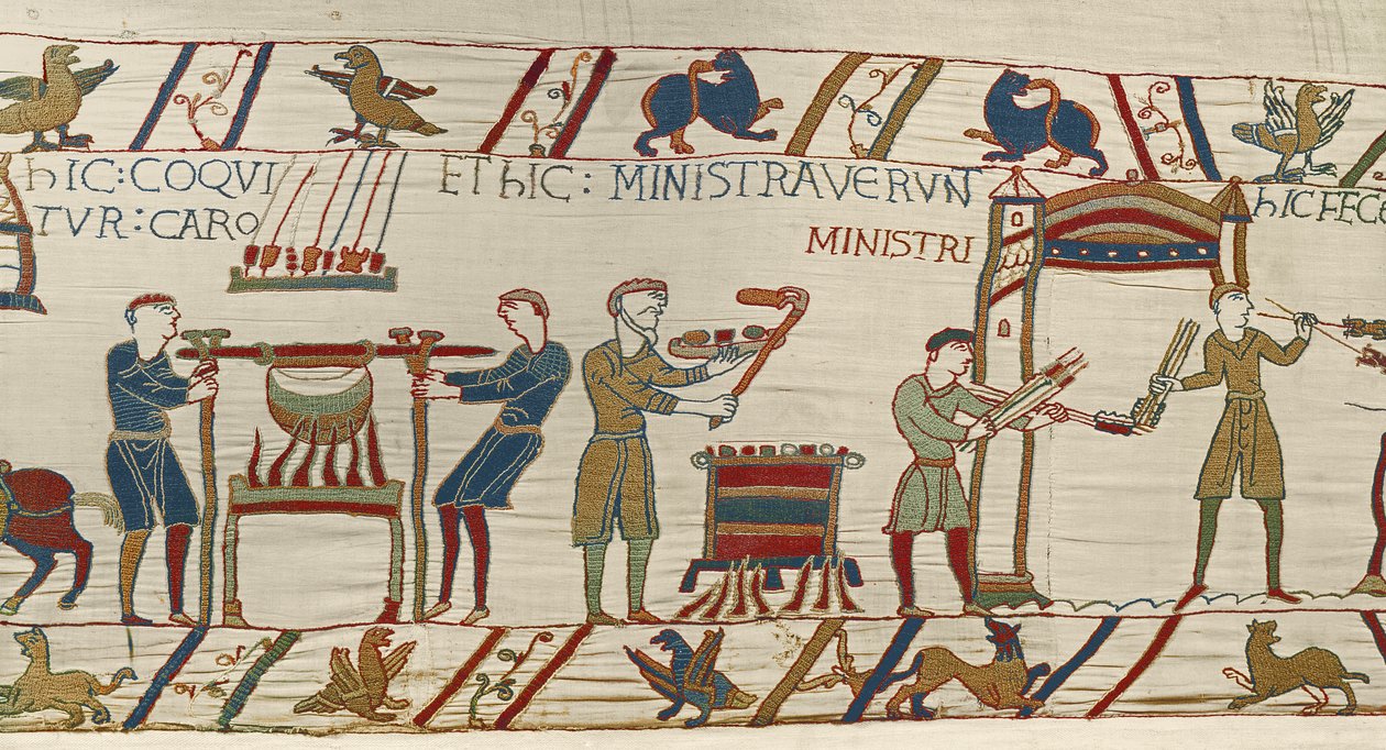 Norman cooks prepare a feast for William, Bayeux Tapestry by Unbekannt Unbekannt