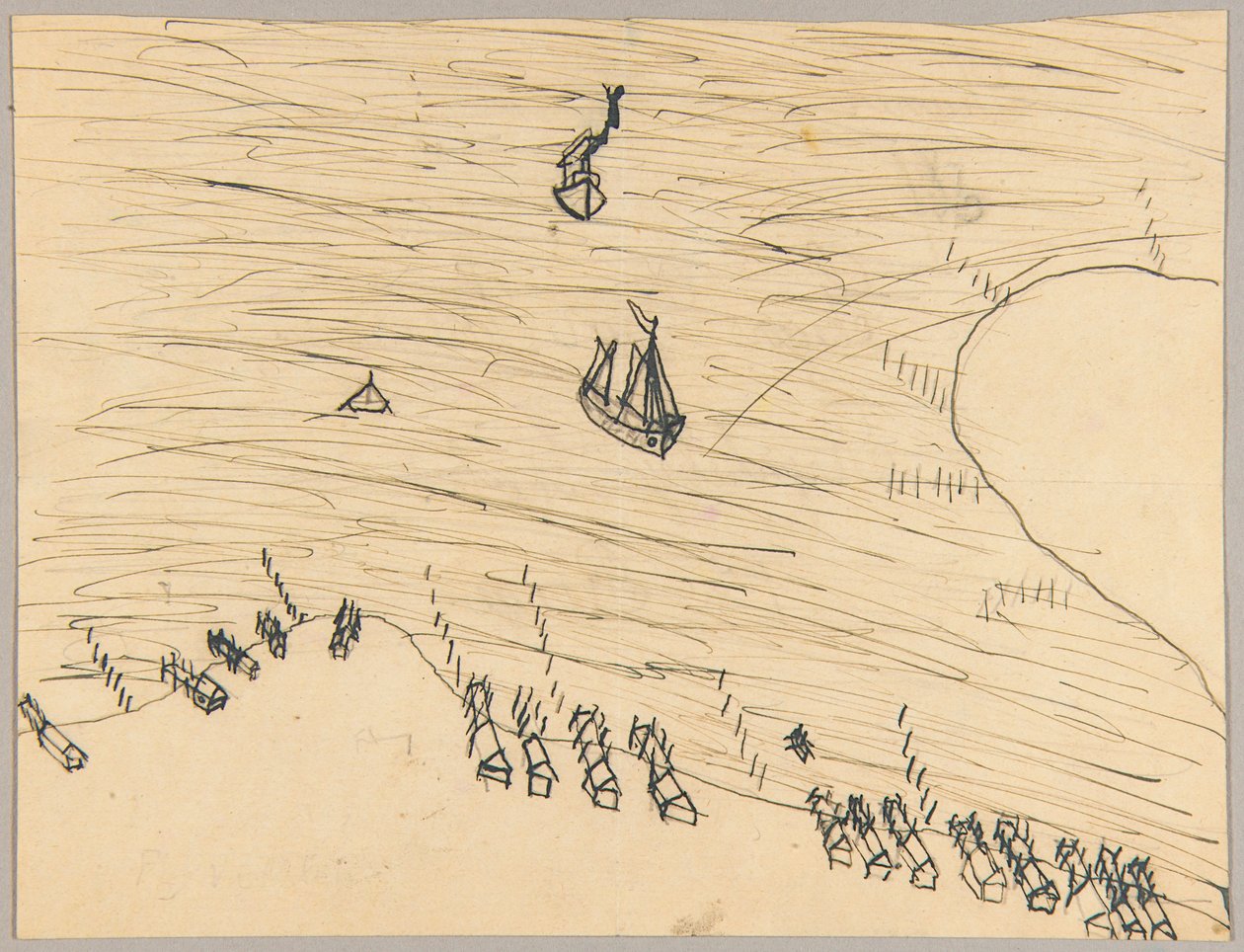 Boats and Coastline by Unidentified