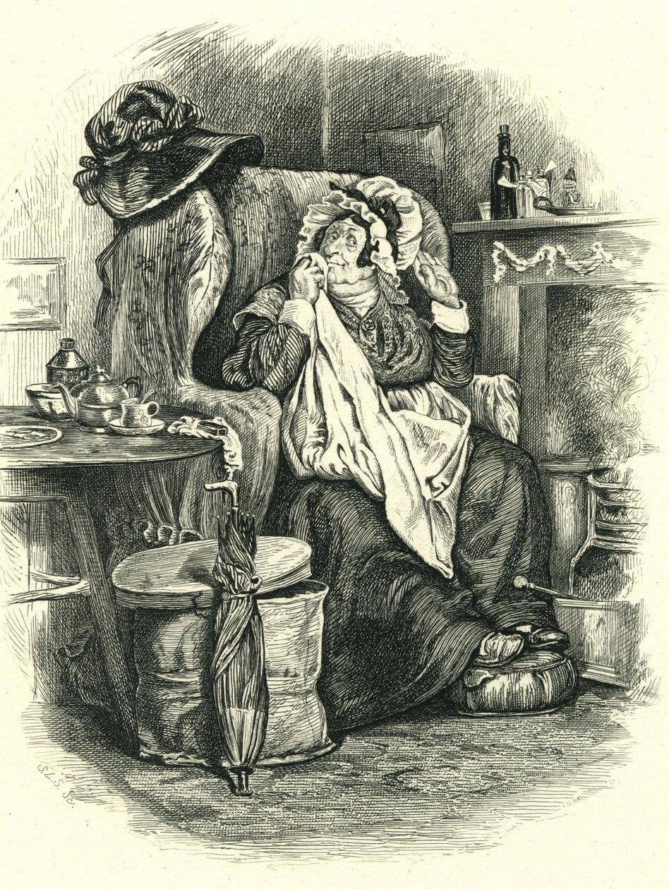 Martin Chuzzlewit: Mrs Gamp, Engraved by Stephen Alonzo Schoff (1818-1904) by Unbekannt Unbekannt