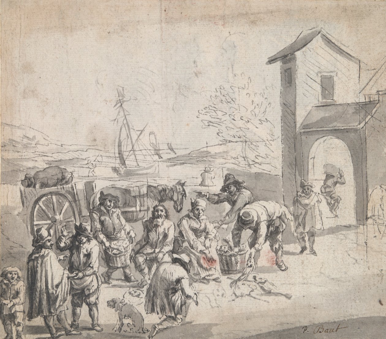 Harbor Scene by Unknown