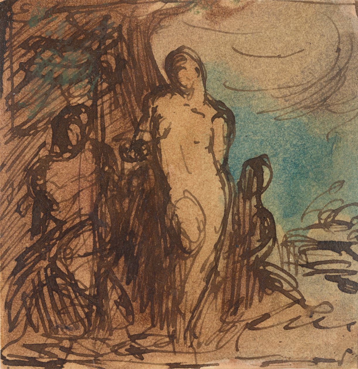 Nude Tied to a Tree by Unknown