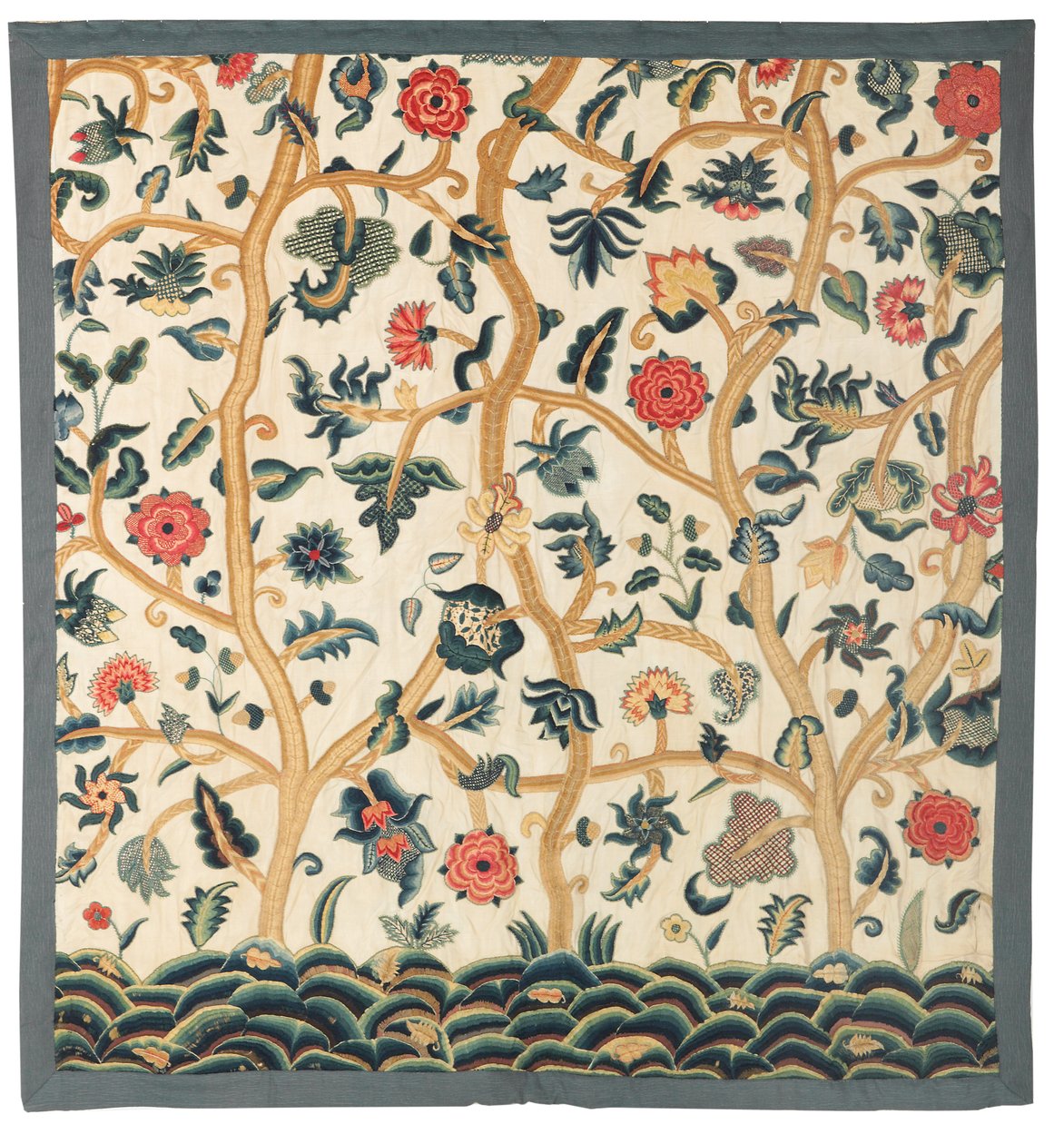 A Pair of Crewel Hangings by Unknown