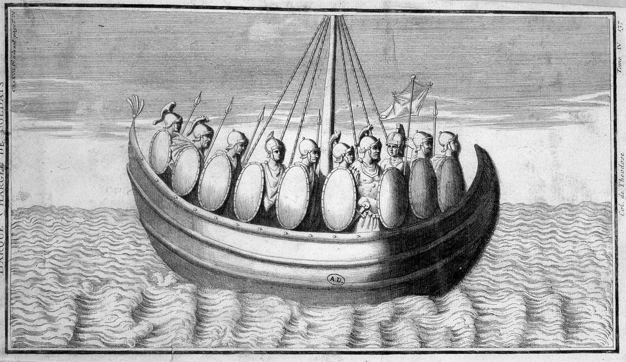 Fleet of Roman soldiers (engraving) by Unknown artist