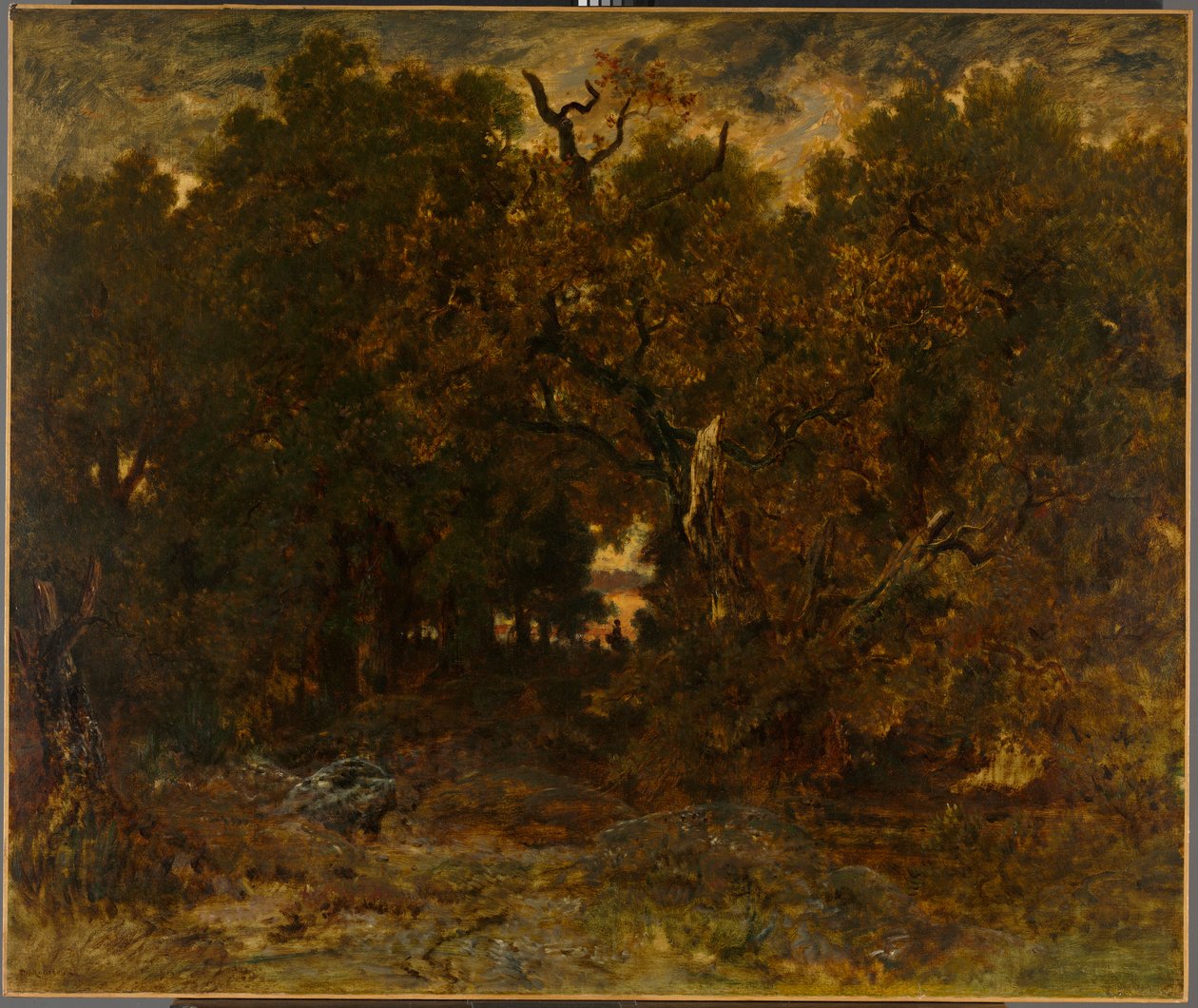 Leaving the Forest, Fontainebleau: Setting Sun by Unknown artist