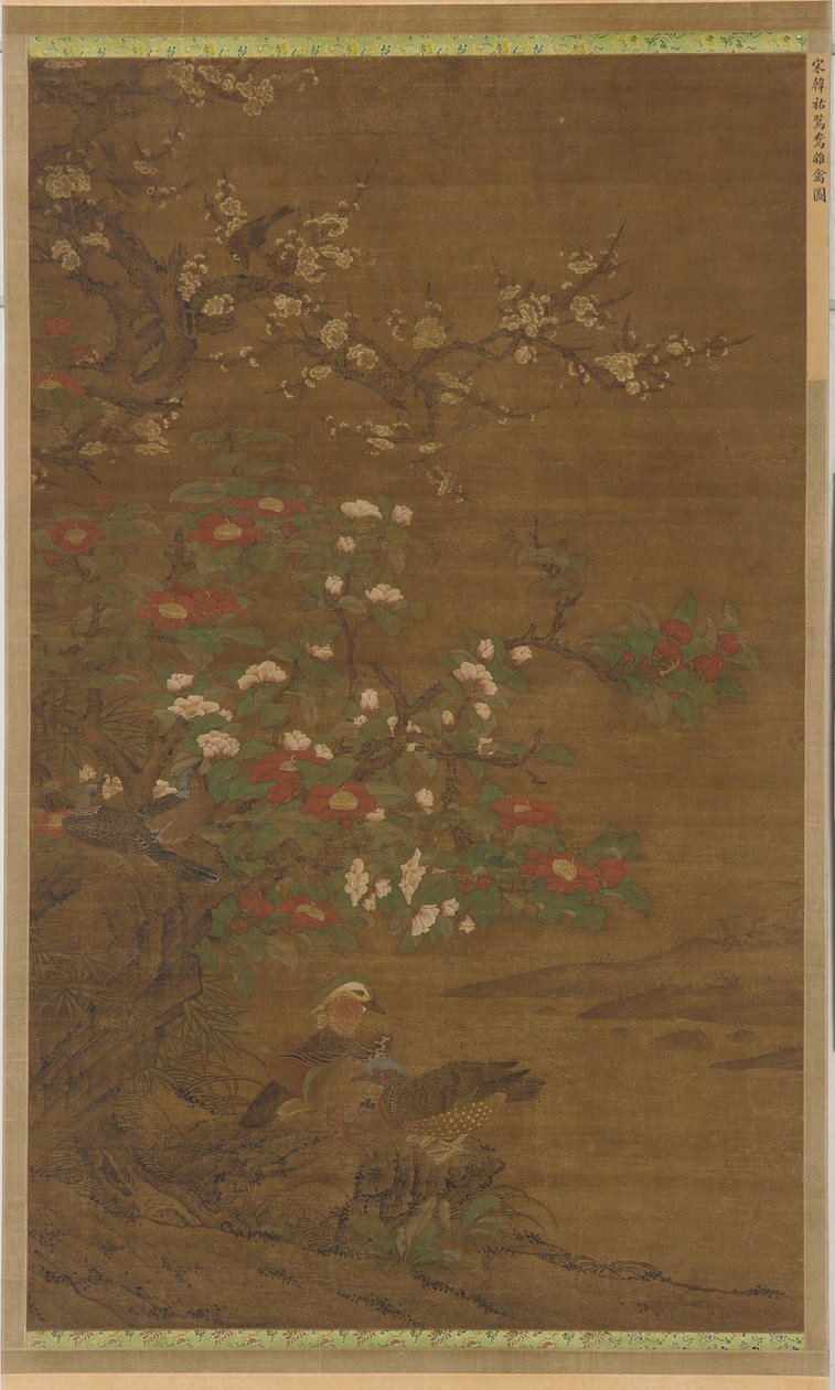 Plum Blossoms, Camellias, and Mandarin Ducks by Unknown artist