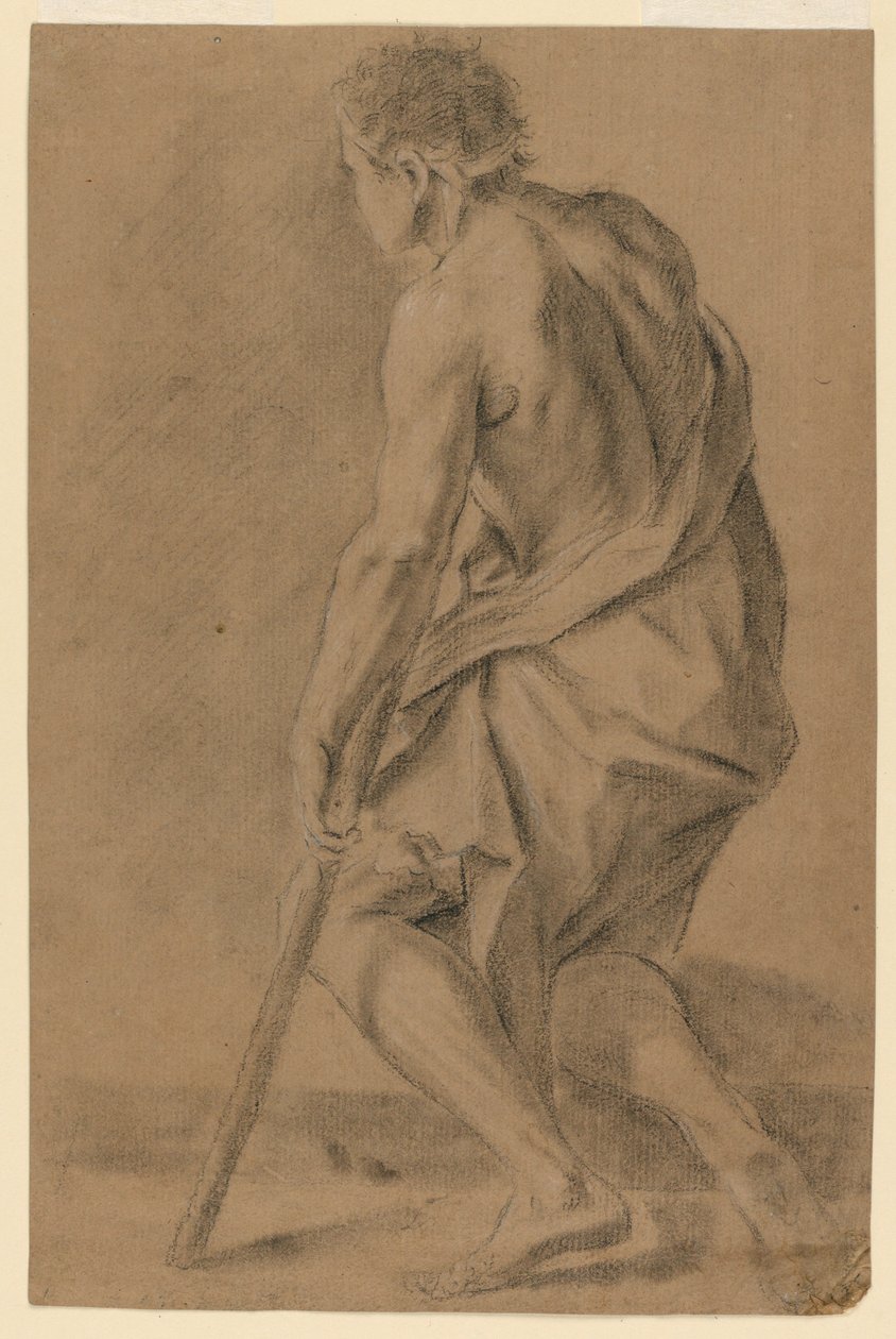 Study: A half-naked man with a crutch by Unknown artist