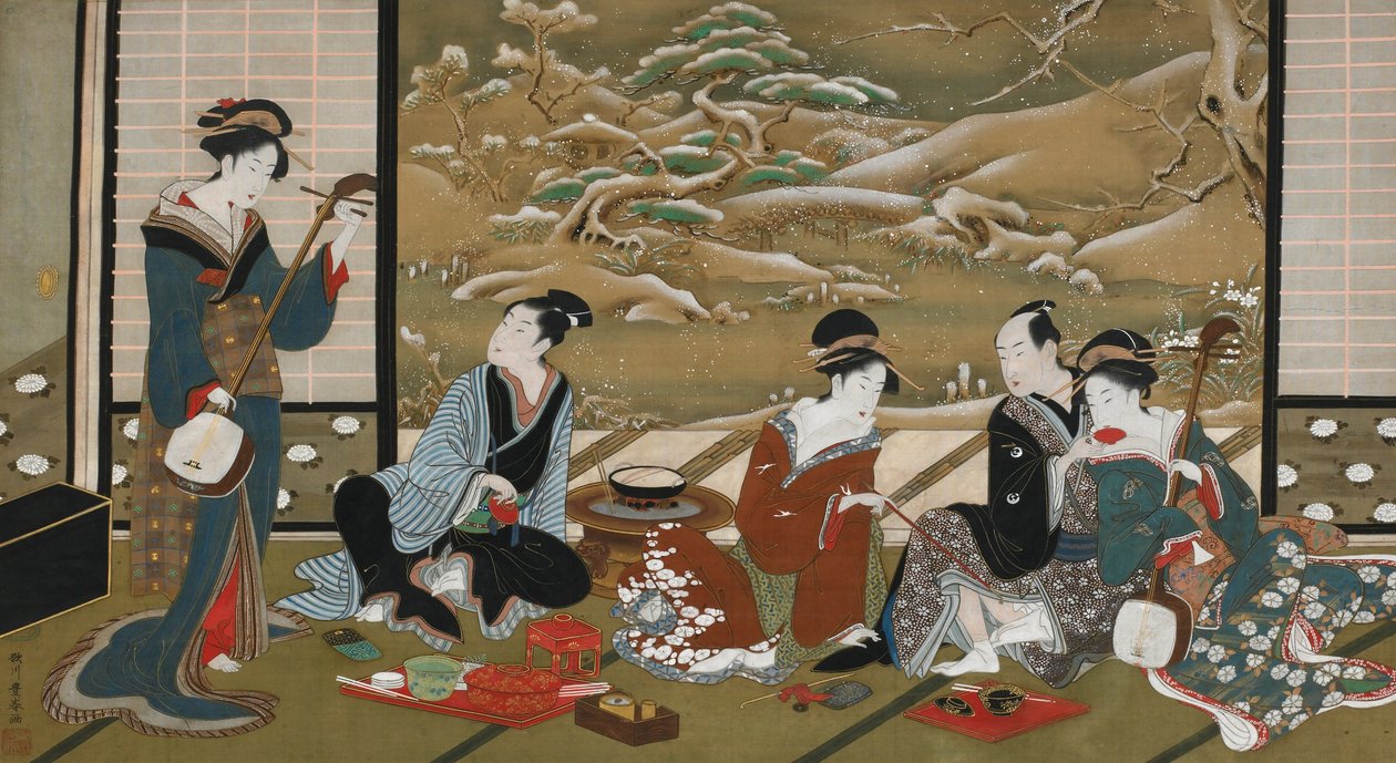 A Winter Party by Utagawa Toyoharu