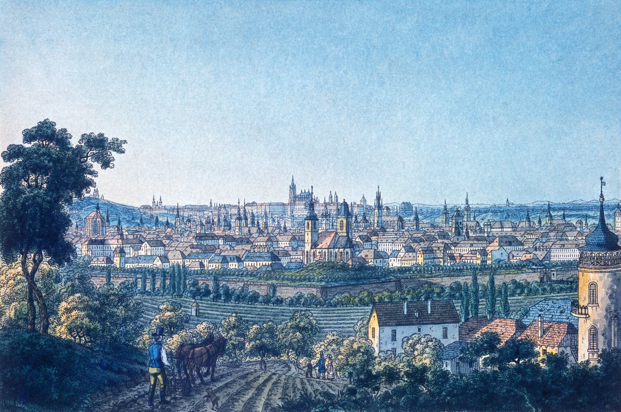 View of Prague from the South by Vincenc Morstadt