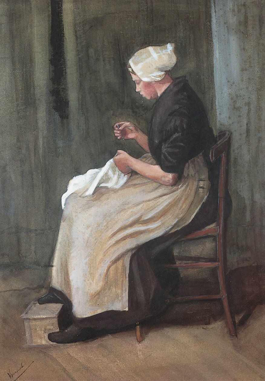 Scheveningen Woman Sewing by Vincent van Gogh