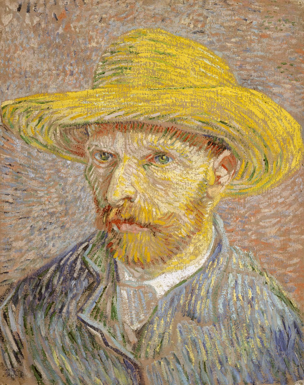 Self-Portrait with Straw Hat by Vincent van Gogh