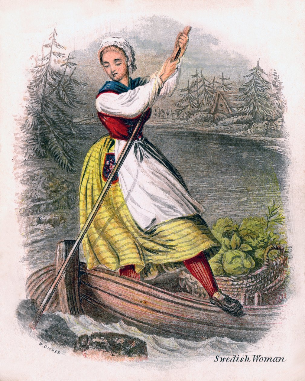 Swedish Woman Rowing by W. Dickes