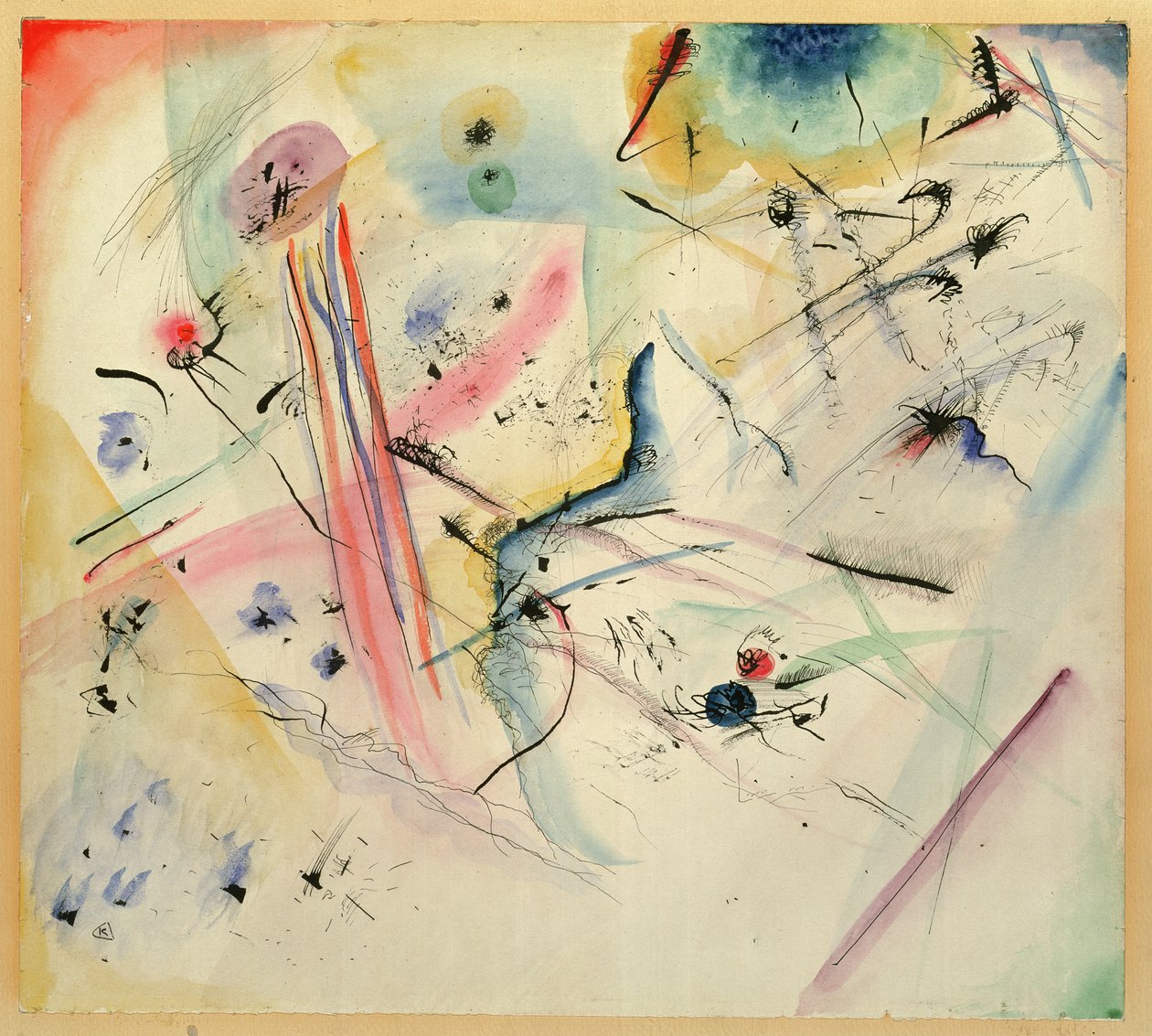 Composition with Red and Blue Stripes by Wassily Kandinsky