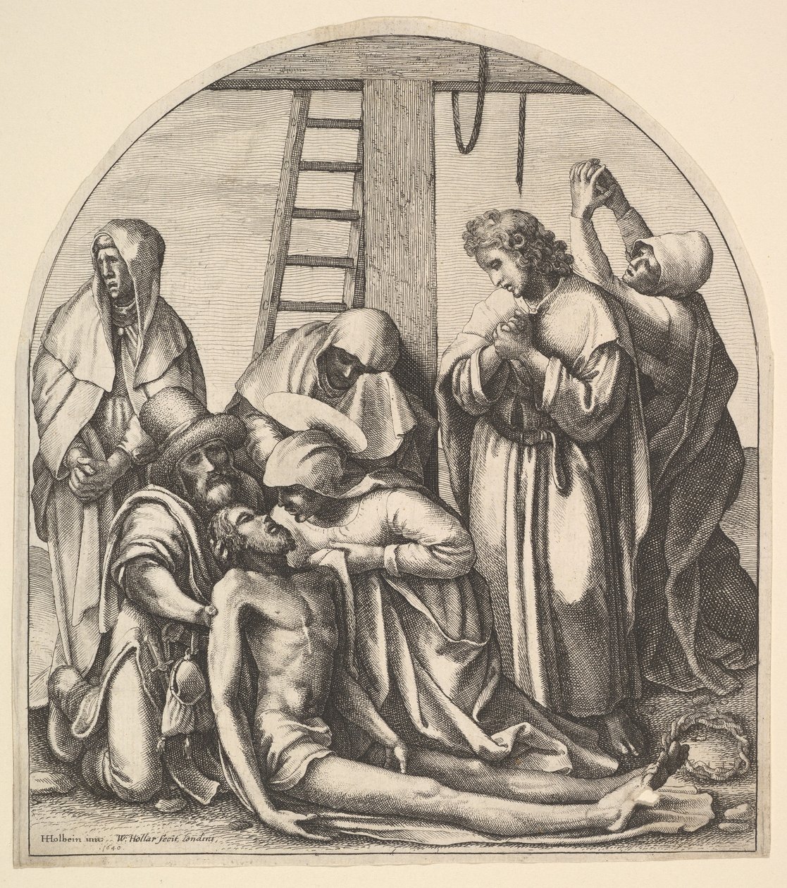 Descent from the Cross (after Holbein) by Wenceslaus Hollar