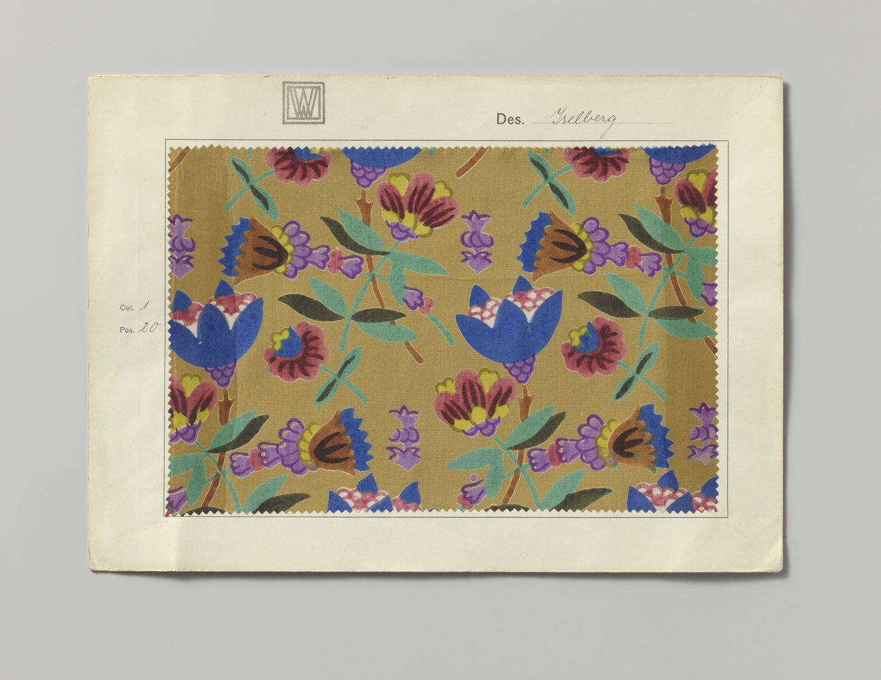 Sample with Printed Silk, Design Iselberg by Wiener Werkstätte