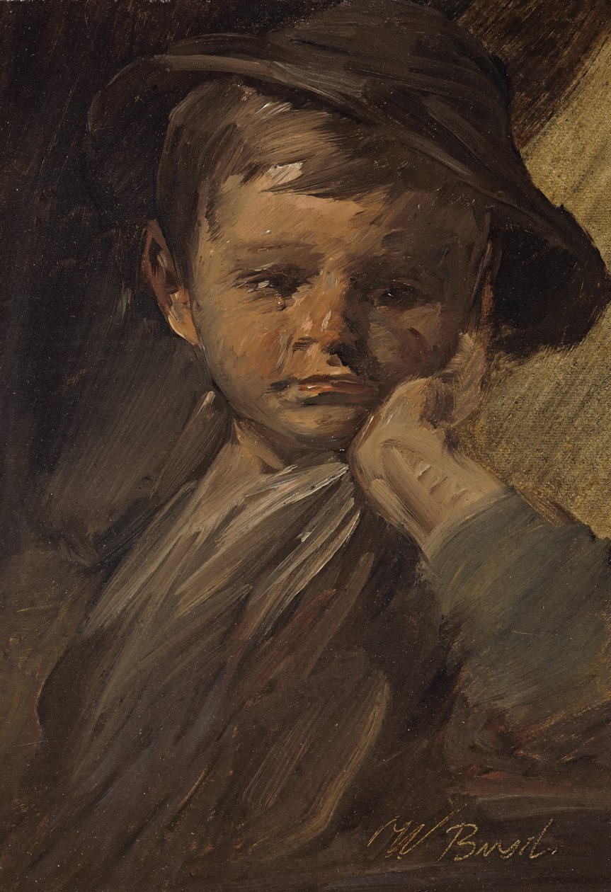 Portrait of a Boy with a Large Hat by Wilhelm Busch