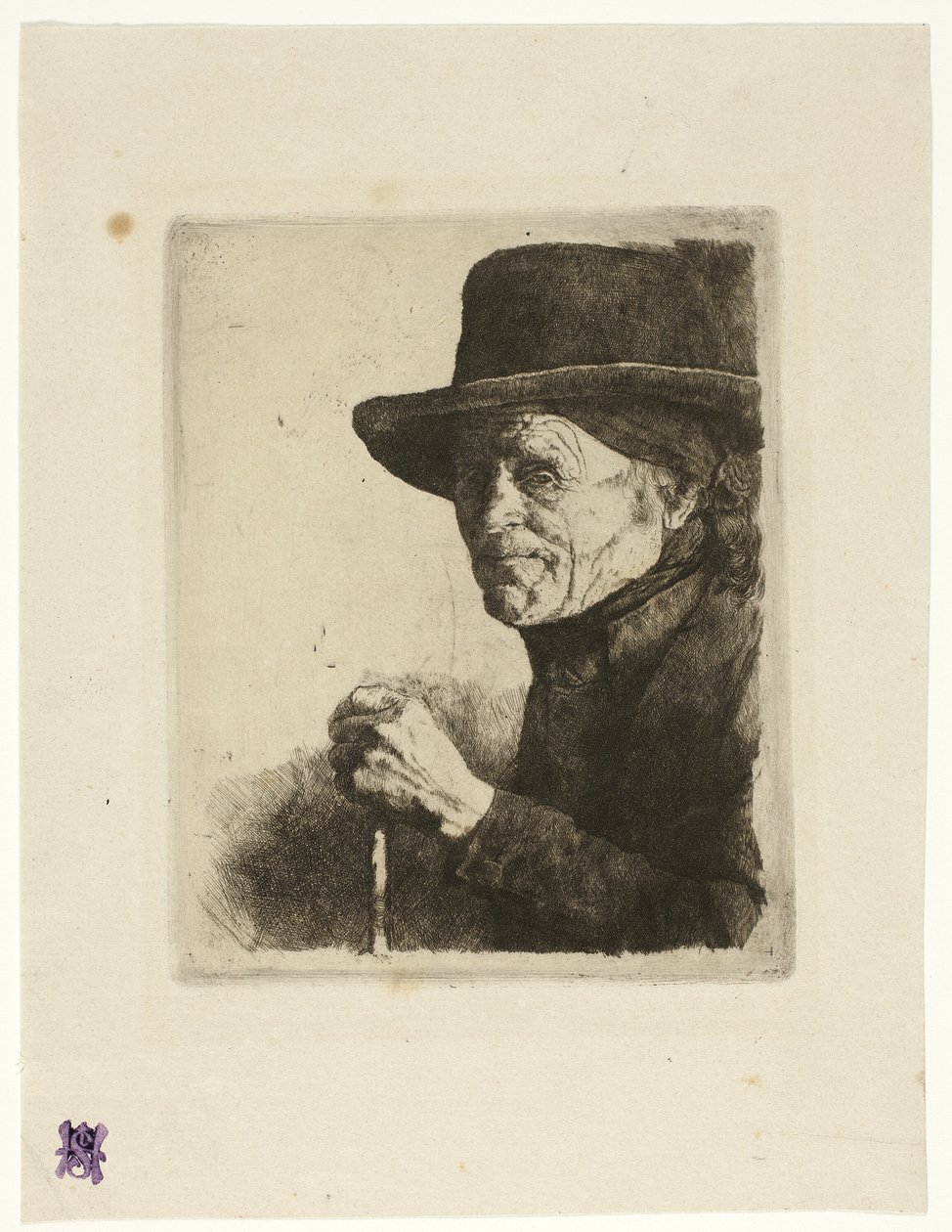 Old Man with a Walking Stick by Wilhelm Maria Hubertus Leibl