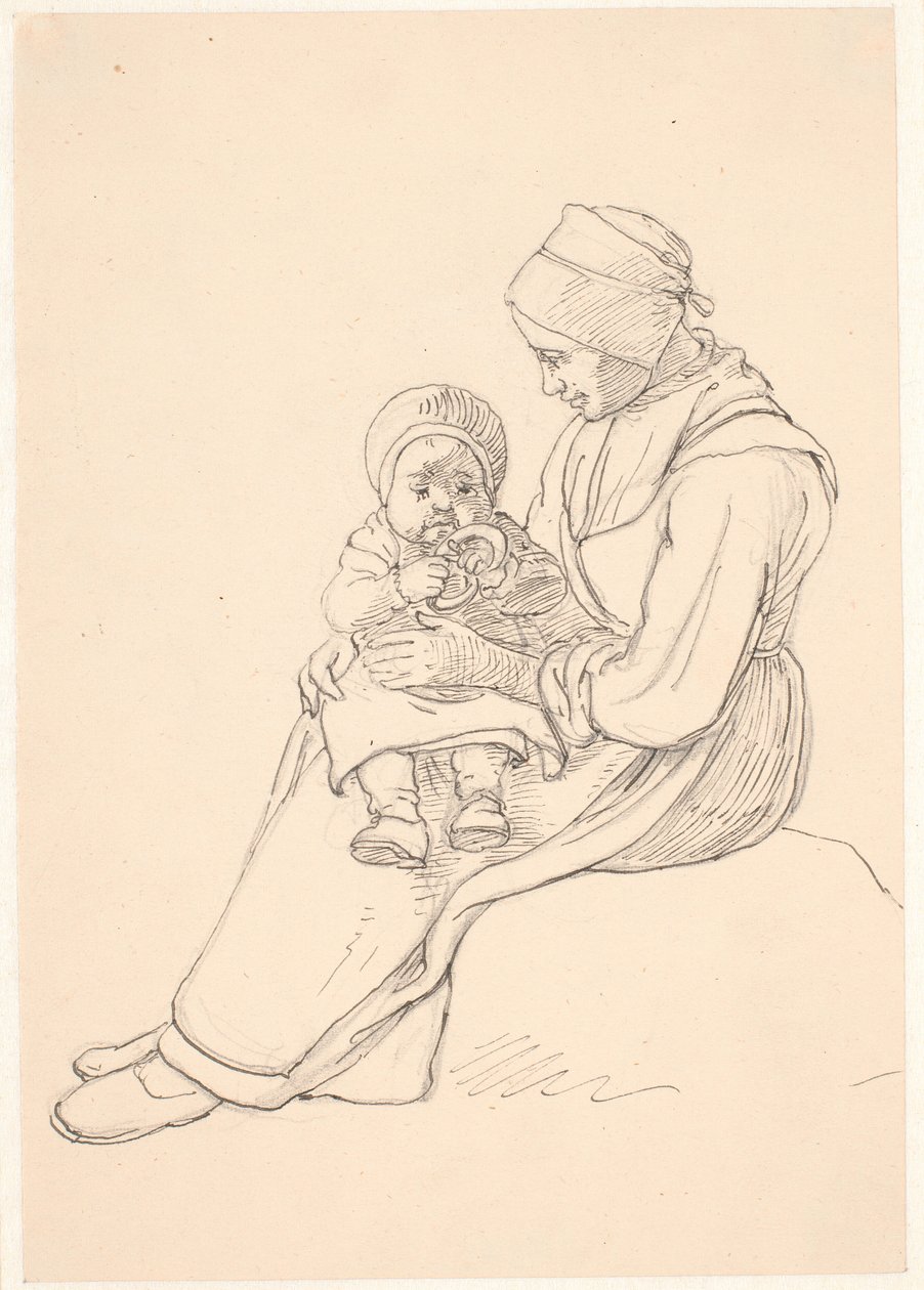 Swedish Girl with a Child on Her Lap by Wilhelm Marstrand