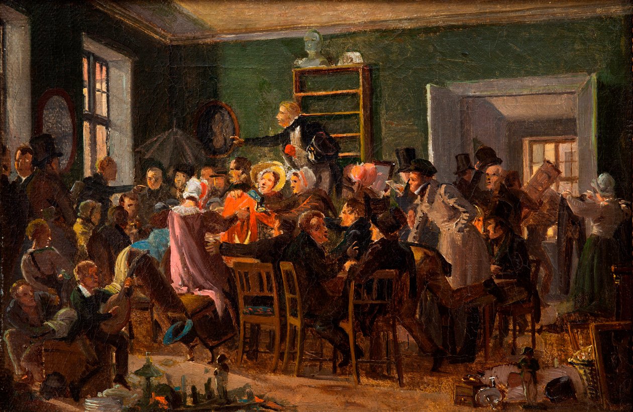 Scene from an Auction, 1835 by Wilhelm Nicolai Marstrand