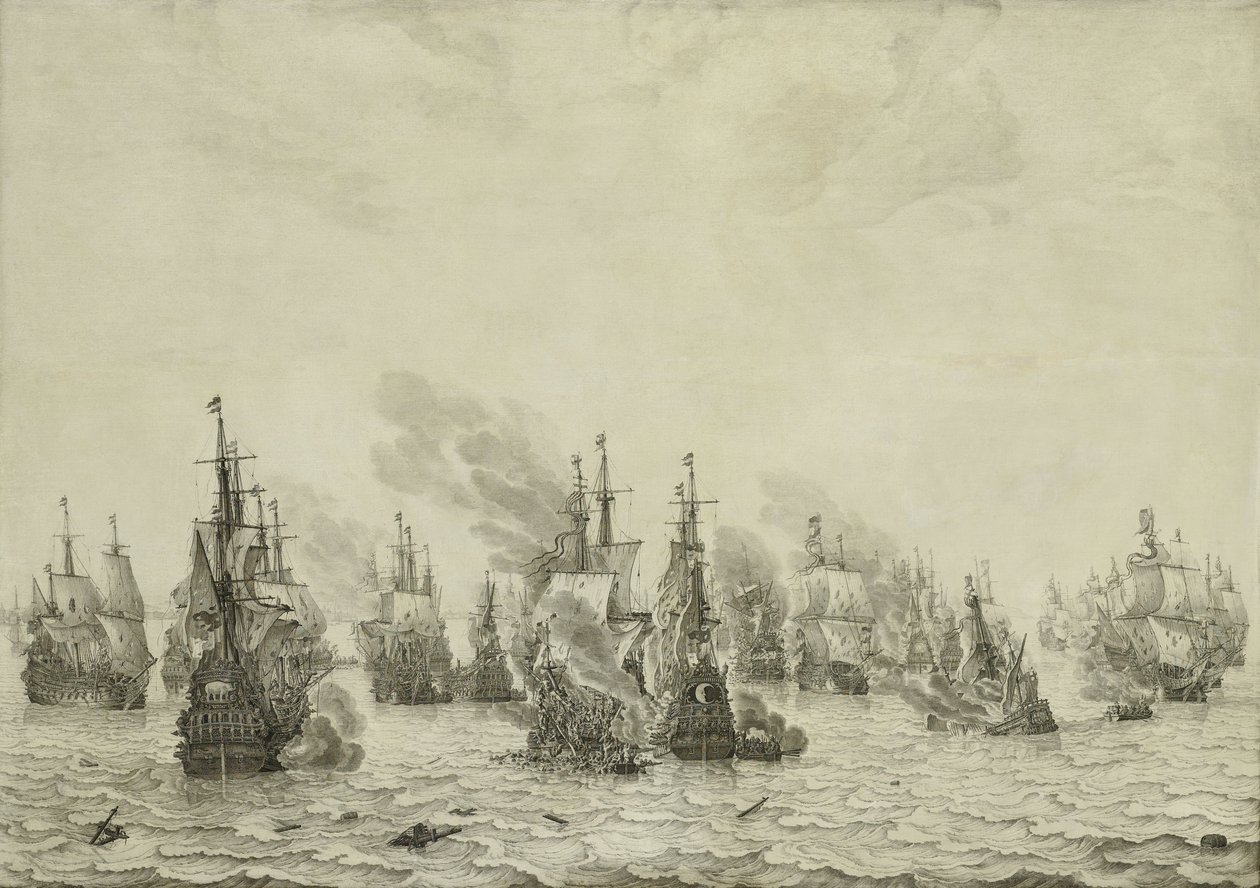 The Battle of Livorno or Leghorn, c.1659-99 by Willem van de Velde the Elder