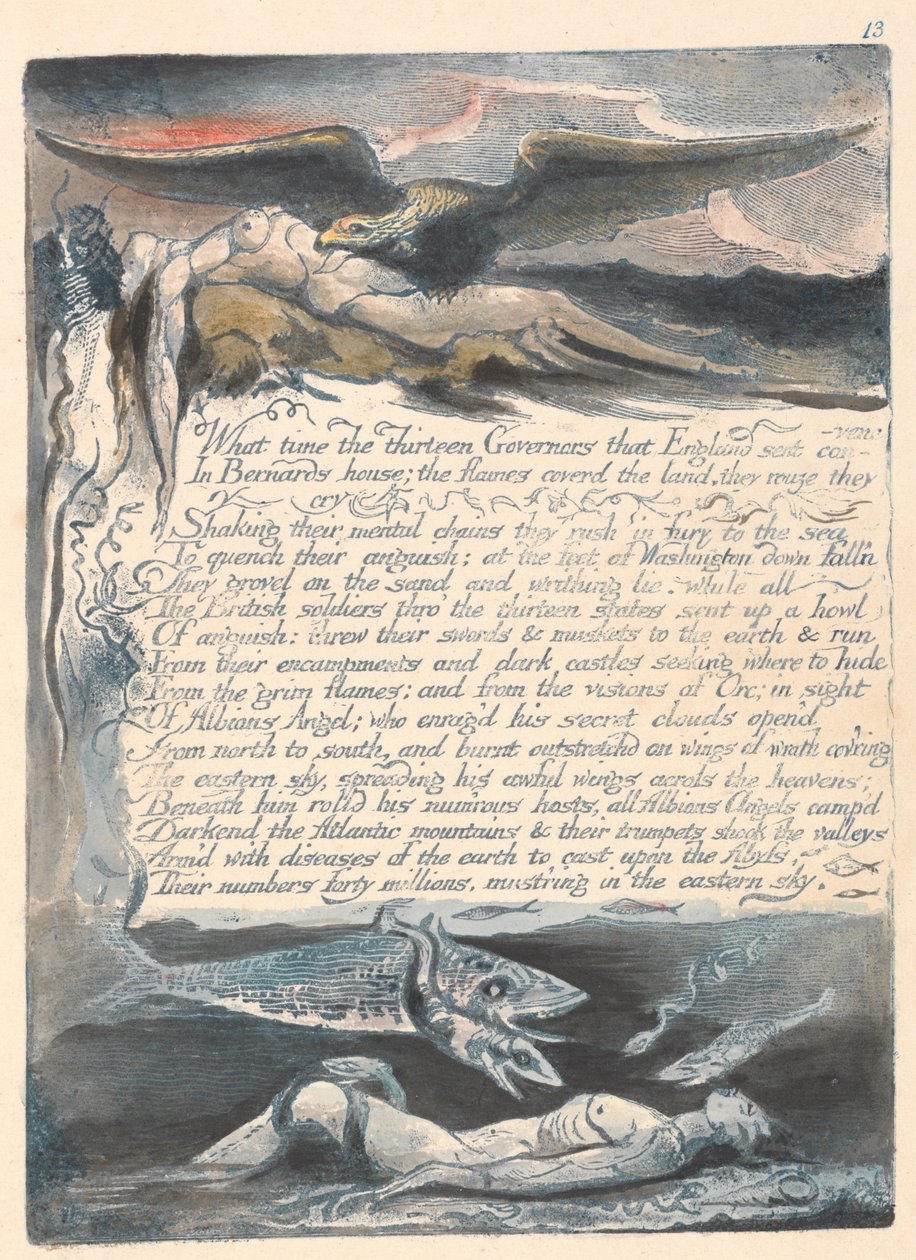 America. A Prophecy, Plate 15, What Time the Thirteen Governors by William Blake