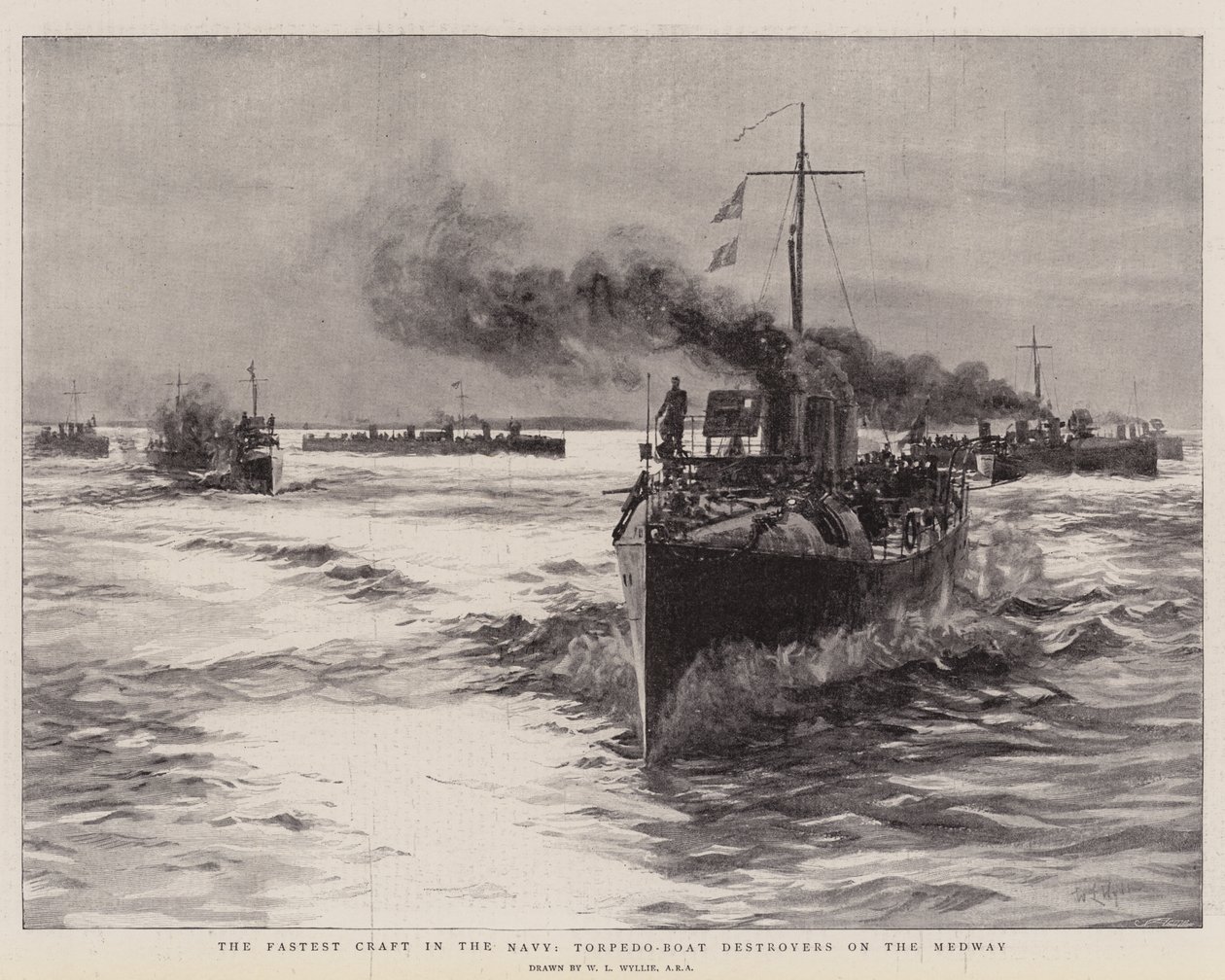 The Fastest Craft in the Navy, Torpedo-Boat Destroyers on the Medway by William Lionel Wyllie