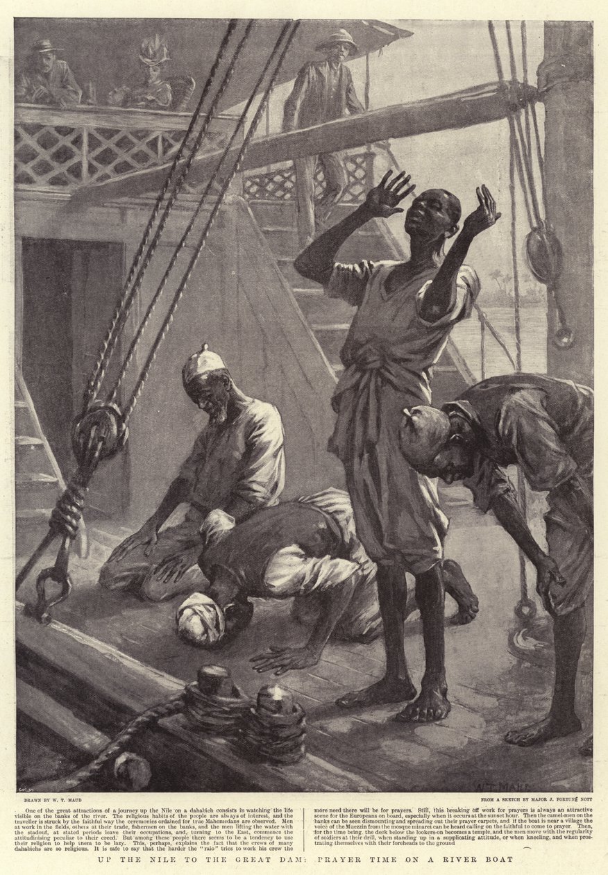 Up the Nile to the Great Dam, Prayer Time on a River Boat by William T. Maud