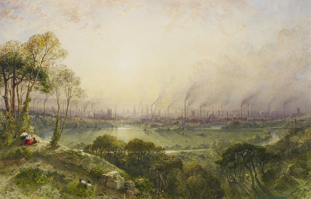 Manchester from Kersal Moor, with Rustic Figures and Goats by William Wyld