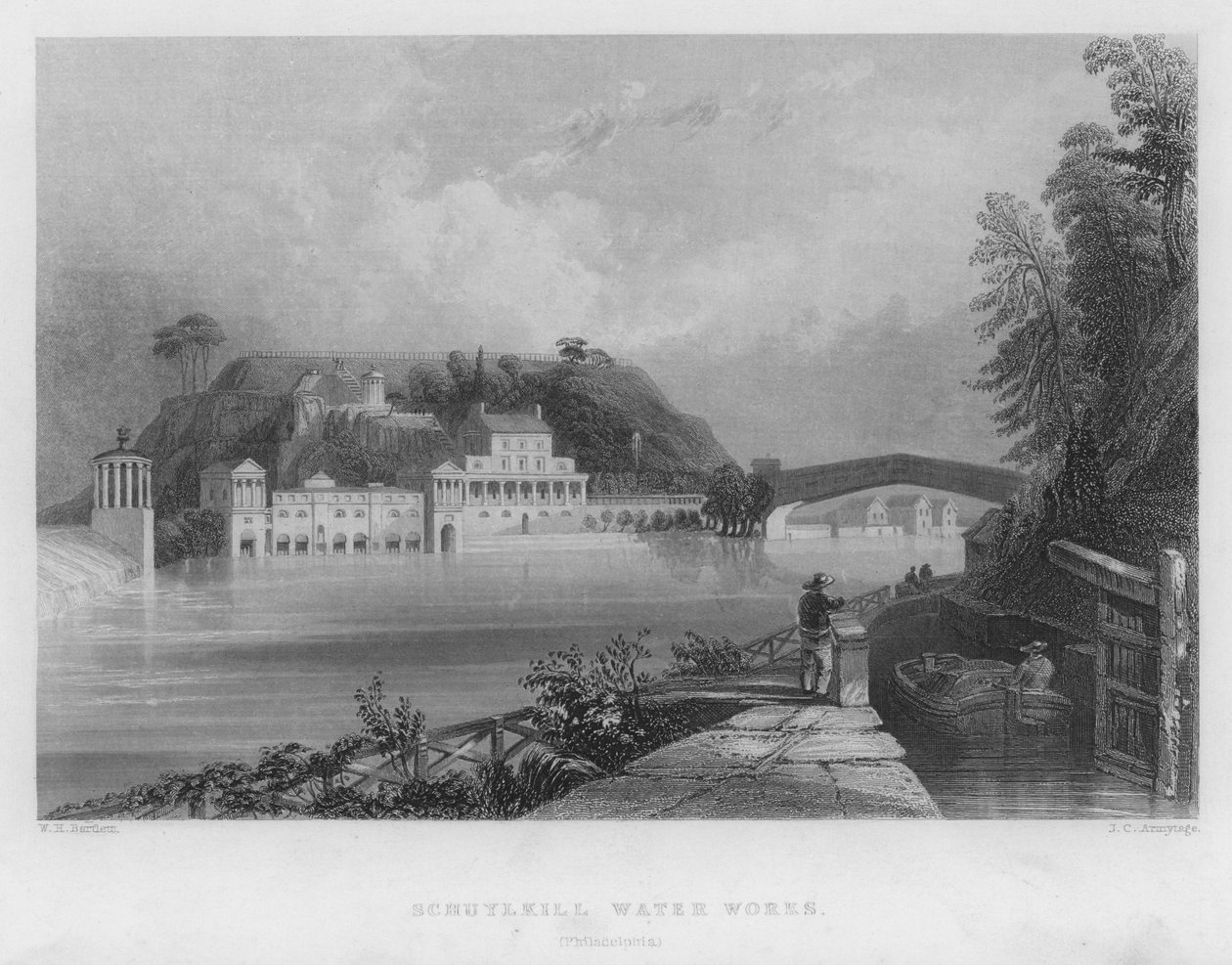 Schuylkill Water Works, Philadelphia by William Henry Bartlett