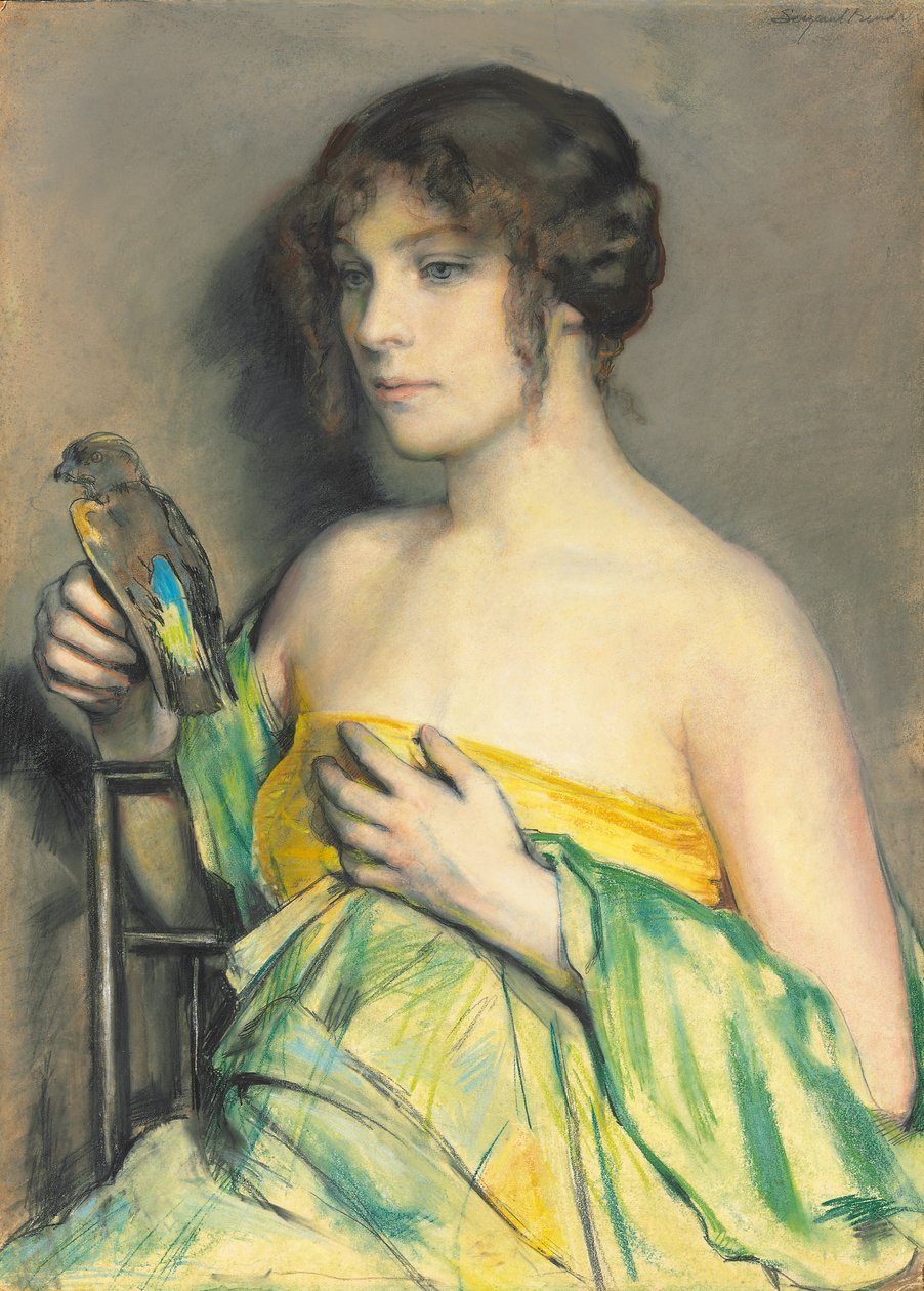 Woman with Parrot by William Sergeant Kendall