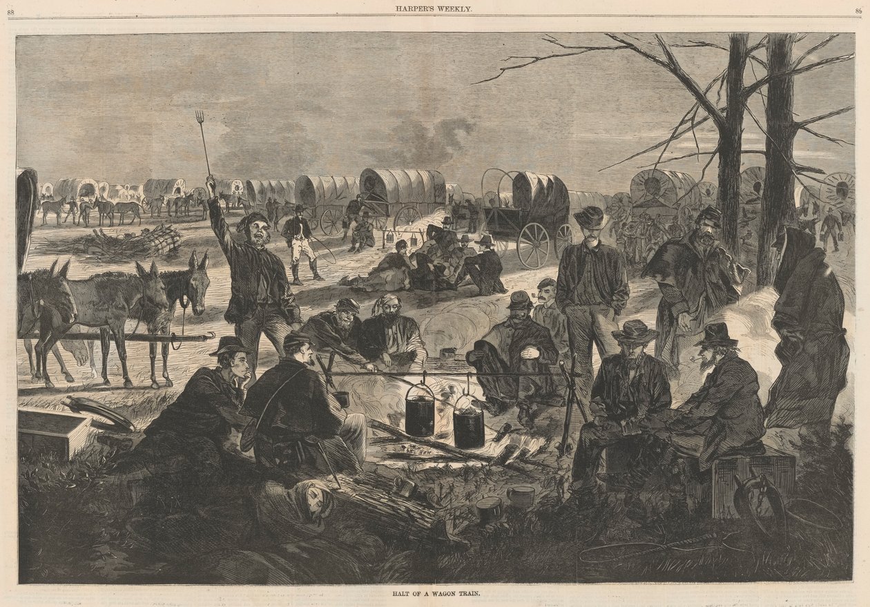 Halt of a Wagon Train; from Harper by Winslow Homer