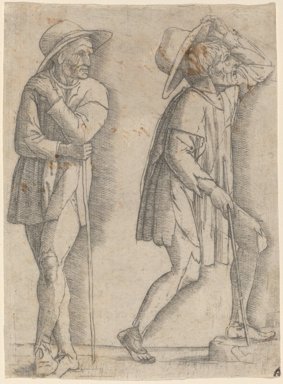 Two Peasants by Workshop of Andrea Mantegna