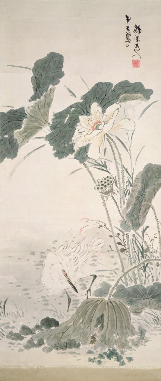 Heron and Lotus by Yamamoto Baiitsu