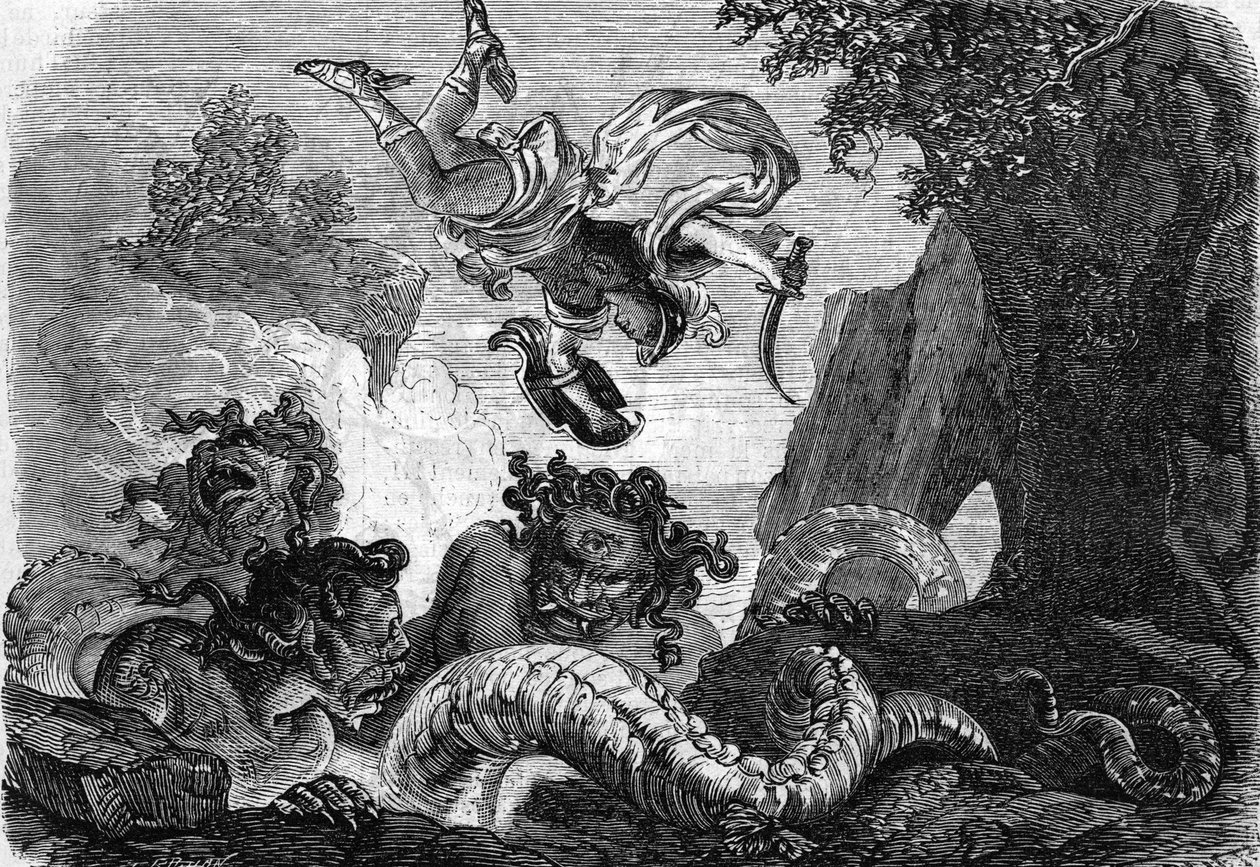 Perseus fighting the Gorgon by . .