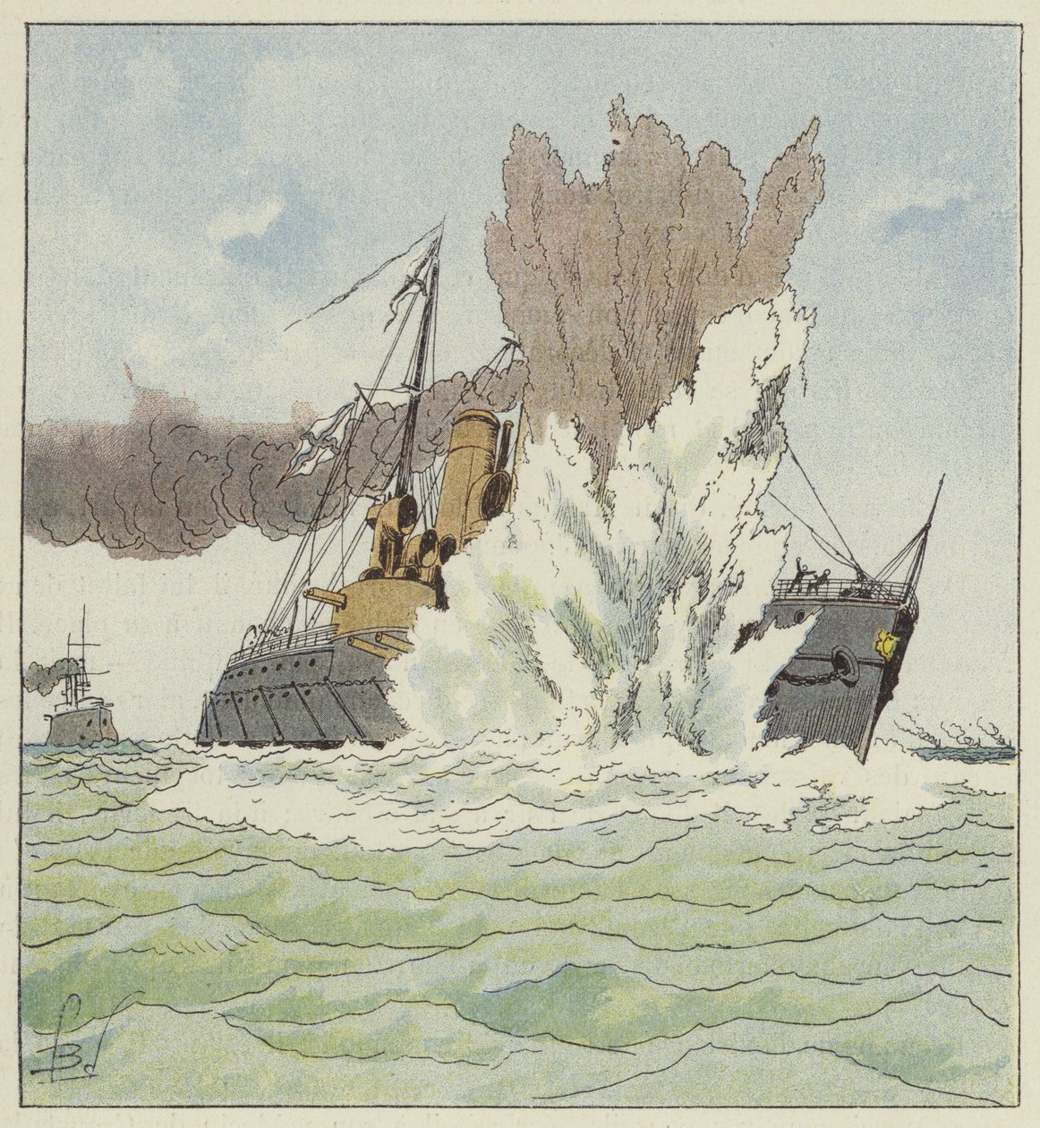 Explosion of the Petropavlosk by after Louis Charles Bombled