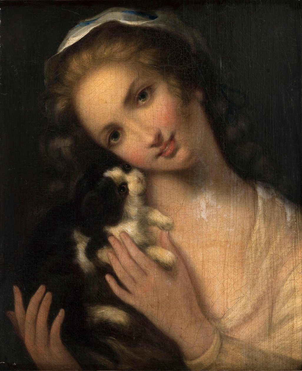 Young Girl with a Cat by anonymous 