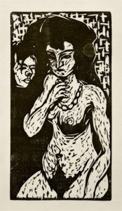 Nude Girl with Self-Portrait