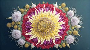 Mandala: Thistle with Blossom Elements 01