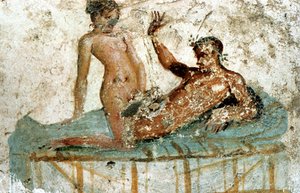 Erotic mural, Pompeii, Italy