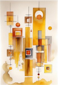 Abstract Watercolour Painting, Geometric Abstraction