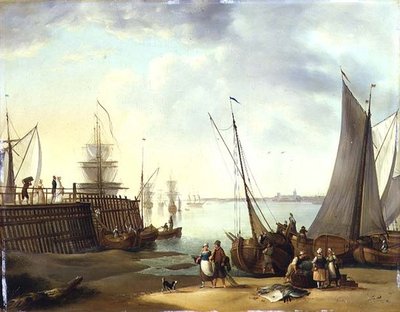 Dutch Shipping Scene by (fl.1860) W.W.
