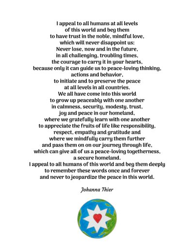 Peace Message with the Star of the Noble, Mindful Love for all Humans of this World by Johanna Thier