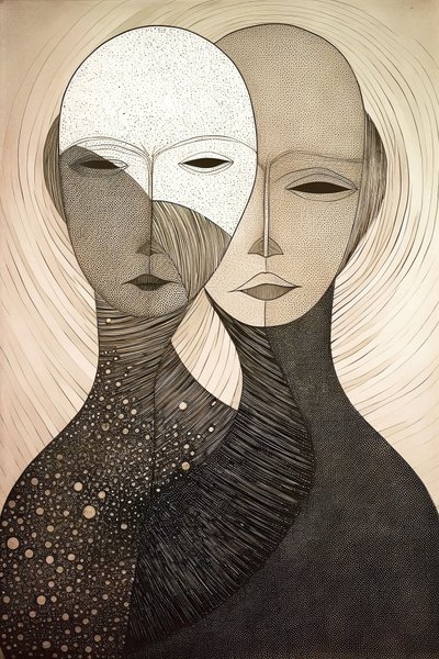 Figurative painting two women, Gustav Klimt style by F. Abderrahim