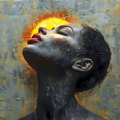 Moon & Woman painting by F. Abderrahim