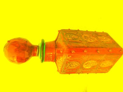 Whisky Bottle with Leather Cover and Studs by Martina Konitzky