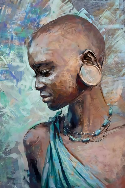 African tribe girl with traditional costume by F. Abderrahim