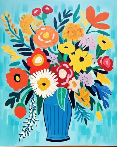 Matisse Inspiration Flowers in a Vase by F. Abderrahim