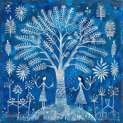 Women Under a Tree in Blue by F. Abderrahim