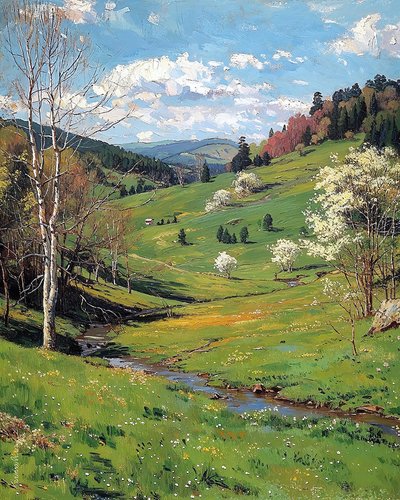 Beautiful Landscapes, Green Plateaus in Spring, Wall Decor You