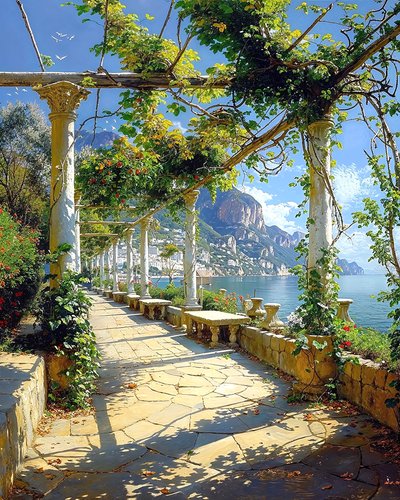 A Magnificent Roman Park Surrounded by Nature by the Sea by F. Abderrahim